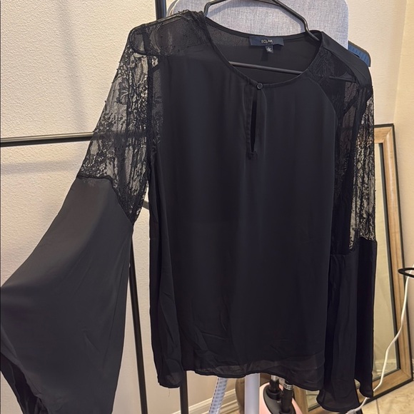 Black Sheer Long Sleeve Blouse - Picture 3 of 4